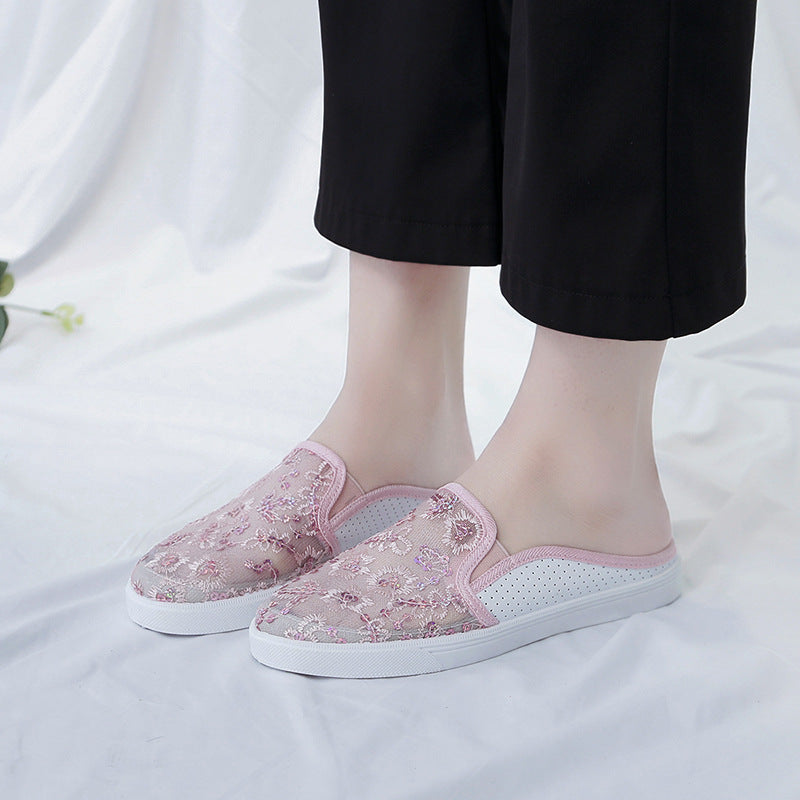 Lace Half Drag Women Viscose Shoes New Baotou - VEX CLUB HOUSE
