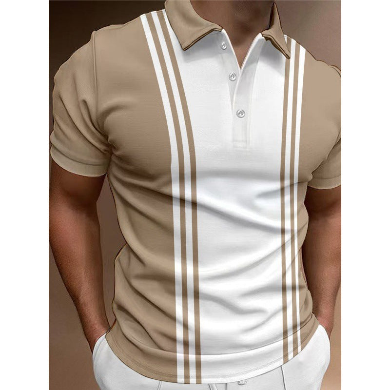 Casual 3 Button Printing Lapel Casual Men's T-shirt - VEX CLUB HOUSE