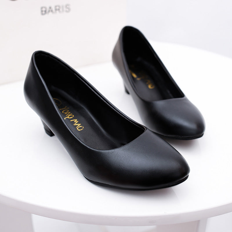 Round Toe Women's Shoes Large Size Thick Heel - VEX CLUB HOUSE