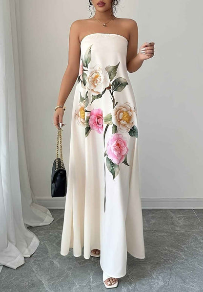 Floral Strapless Dress A Stylish Casual One-piece - VEX CLUB HOUSE
