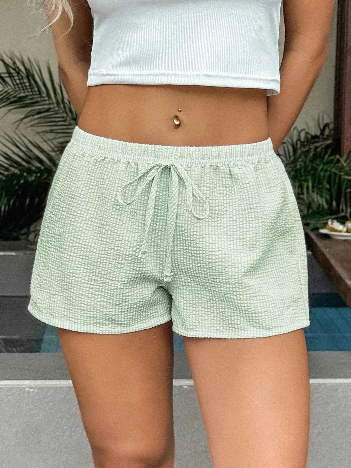 Textured Drawstring Comfort Shorts