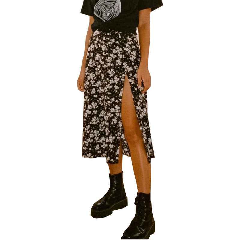 European And American Leopard Print Long Skirt High Waist Slit Hip Skirt - VEX CLUB HOUSE