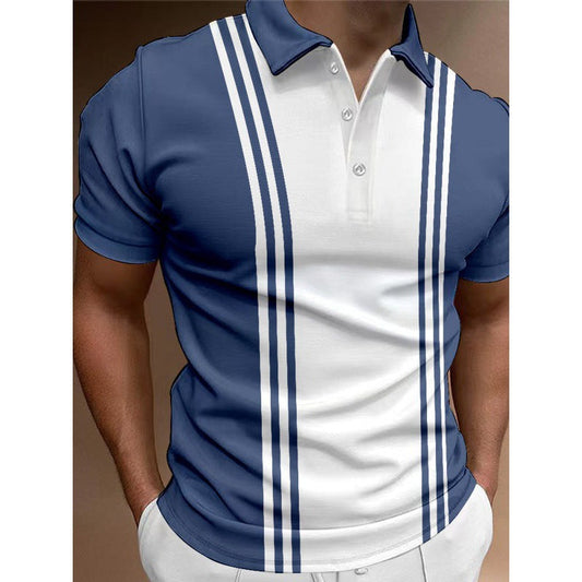 Casual 3 Button Printing Lapel Casual Men's T-shirt - VEX CLUB HOUSE
