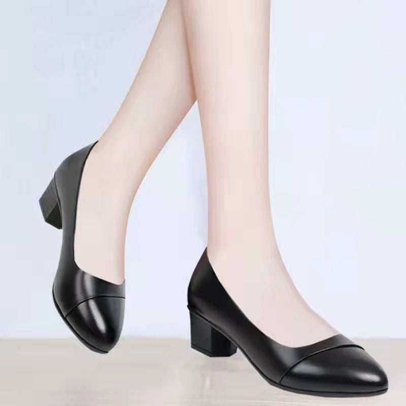 Female Low Heel Soft Bottom Comfortable And Non-slip Fashion Leather Shoes - VEX CLUB HOUSE