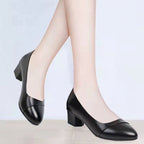 Female Low Heel Soft Bottom Comfortable And Non-slip Fashion Leather Shoes - VEX CLUB HOUSE