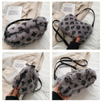 Winter Plush Bags Chain Shoulder Bag Women Flowers Print Handbags - VEX CLUB HOUSE