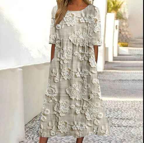 Simple Round Neck Stylish And Elegant Womens Dress - VEX CLUB HOUSE