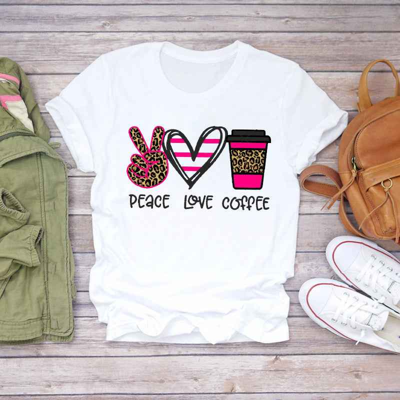 Watercolor Love Fashion Print Short-sleeved T-shirt Women's Trend - VEX CLUB HOUSE