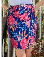 Blue Floral Print Lace-up High Waist Bodycon Mini Skirt - VEX CLUB HOUSE