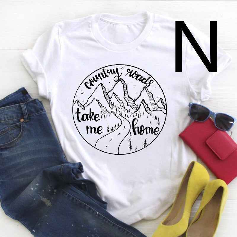 Literature And Art High Mountain Personality Printing Short-sleeved Men And Women - VEX CLUB HOUSE