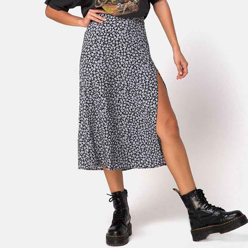 European And American Leopard Print Long Skirt High Waist Slit Hip Skirt - VEX CLUB HOUSE