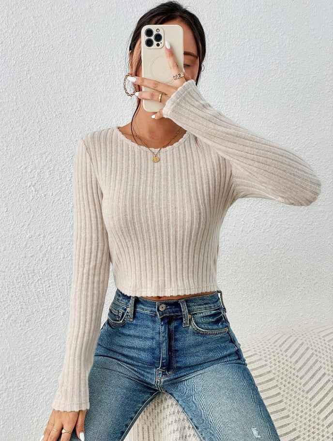 FallWinter Casual Slim-fit Solid-color Crew-neck Sweater - VEX CLUB HOUSE