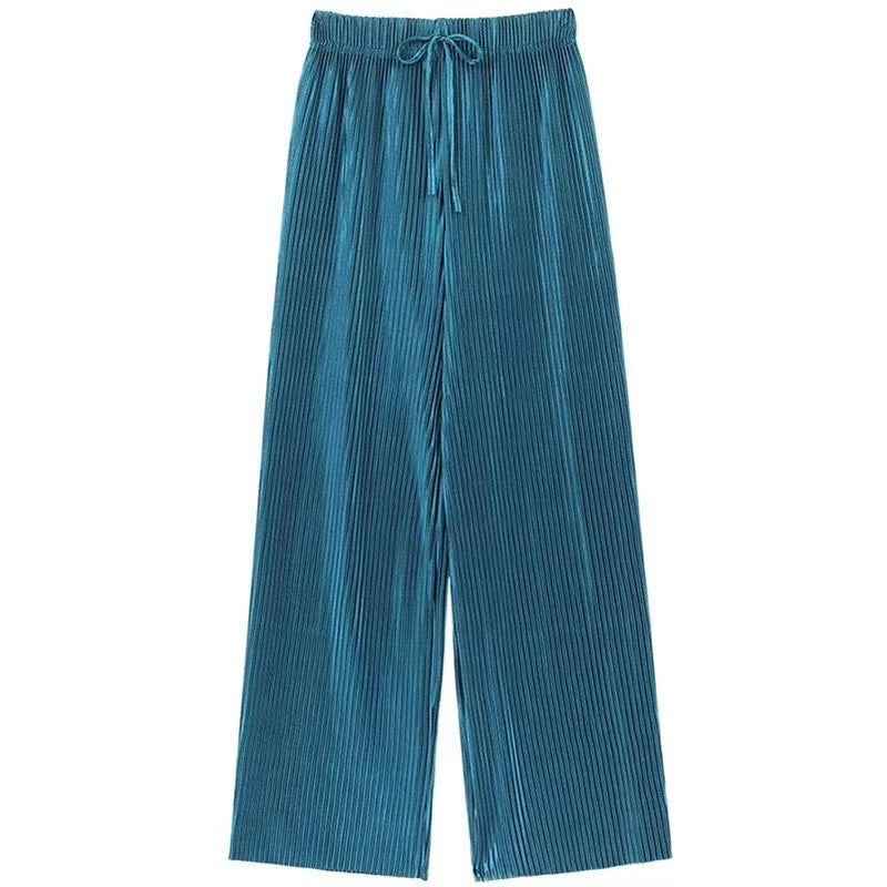Drape Loose And Versatile High-waist Elastic Thin Straight-leg Pants Cropped Trousers - VEX CLUB HOUSE
