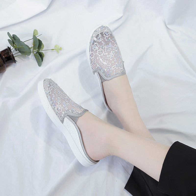 Lace Half Drag Women Viscose Shoes New Baotou - VEX CLUB HOUSE