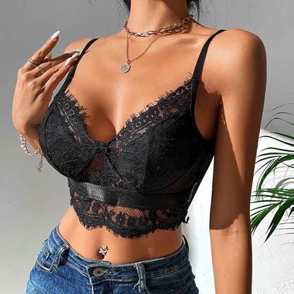 Sheer Mesh Camisole With Spliced Women's Bare Back - VEX CLUB HOUSE