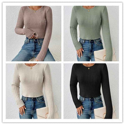 FallWinter Casual Slim-fit Solid-color Crew-neck Sweater - VEX CLUB HOUSE