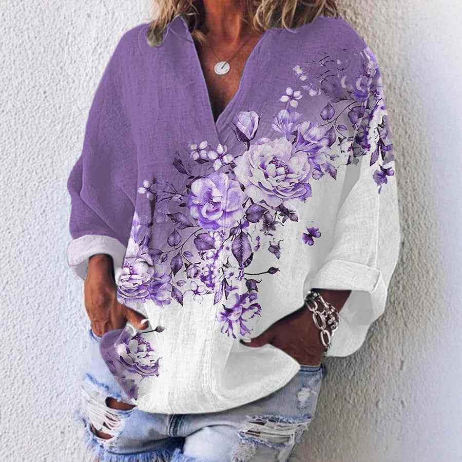 Womens American-style Digitally Printed Linen Shirt - VEX CLUB HOUSE