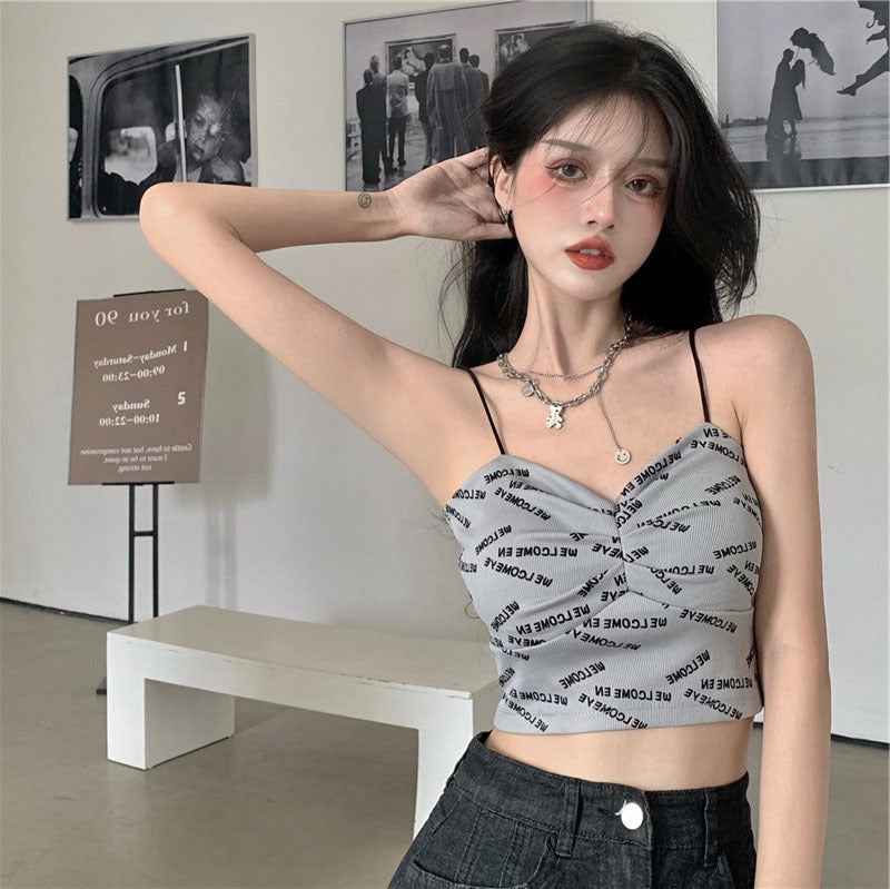 Club Letter Camisole Summer Clothes Women's Crop Top Bra Bralette Vest - VEX CLUB HOUSE
