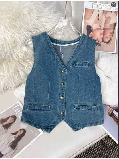 New Washed Denim Mini Vesttrendy And Stylish - VEX CLUB HOUSE