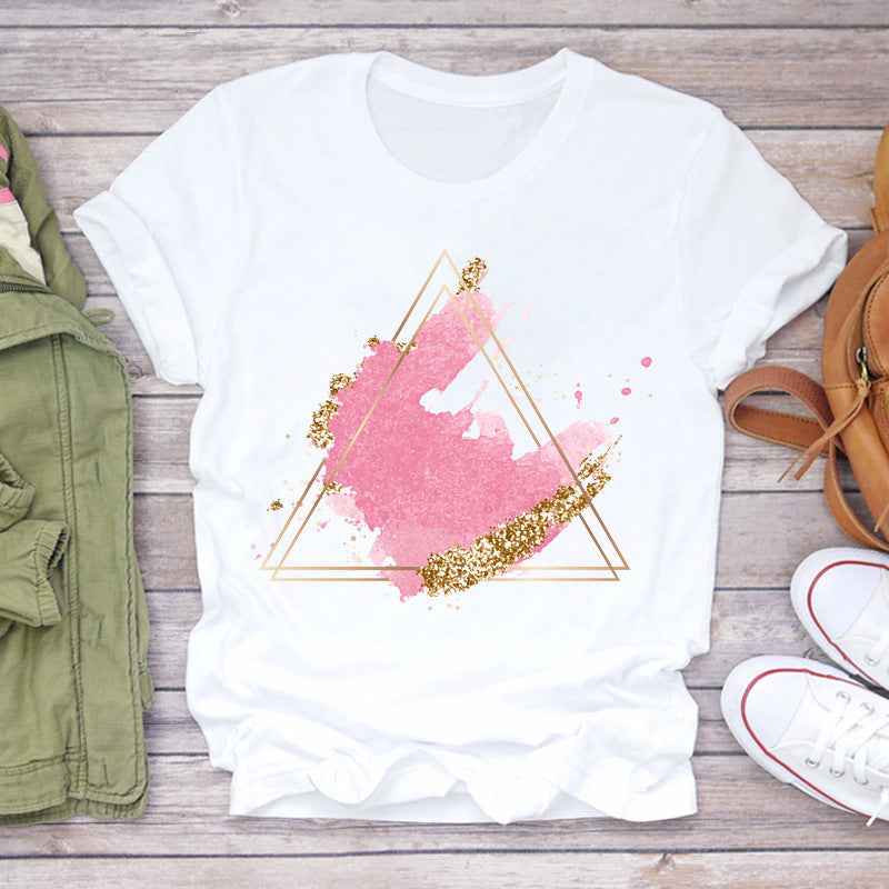 Watercolor Love Fashion Print Short-sleeved T-shirt Women's Trend - VEX CLUB HOUSE
