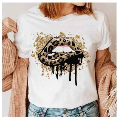 Fashion Printing Creative Color Lip Print Short Sleeve - VEX CLUB HOUSE