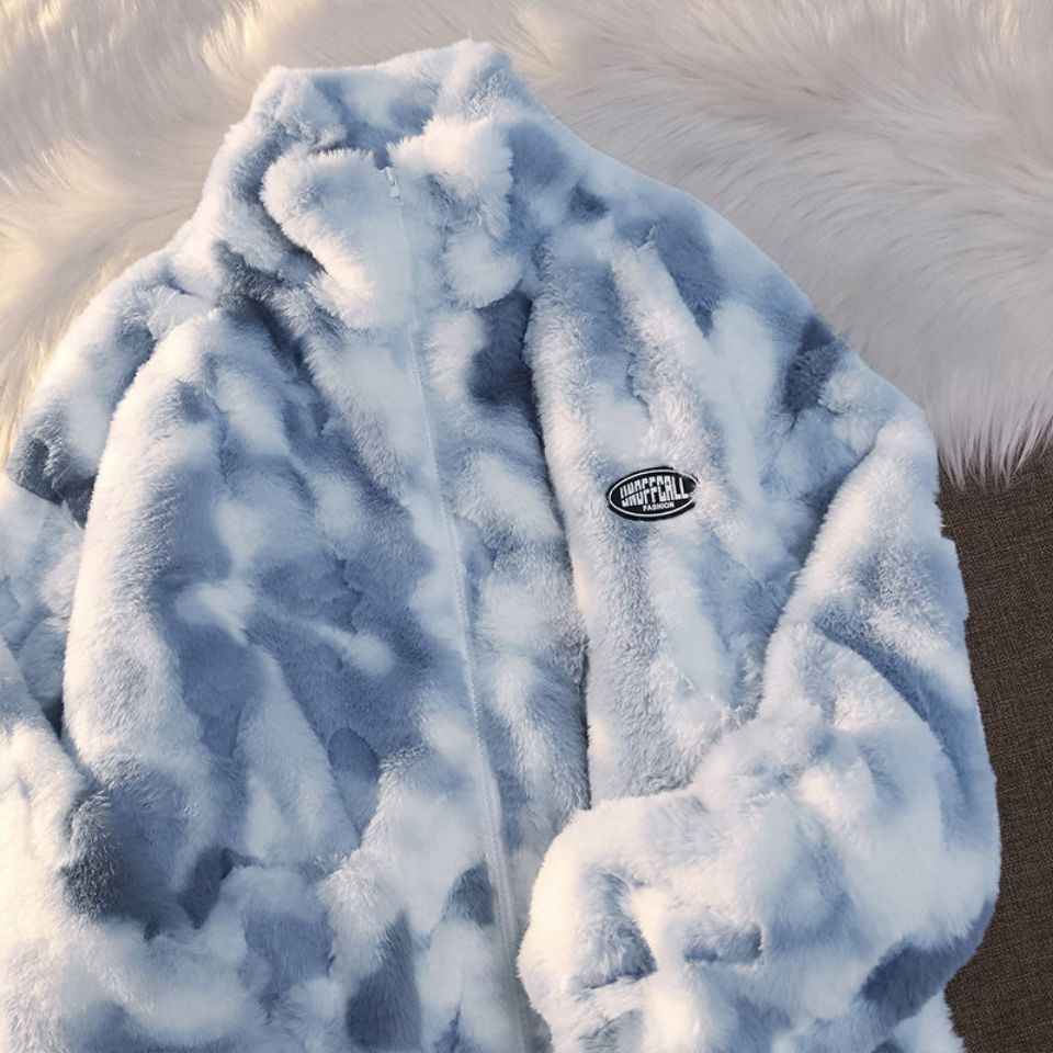 Tie-dyed Lamb Wool Coat High-quality Thick And Loose - VEX CLUB HOUSE