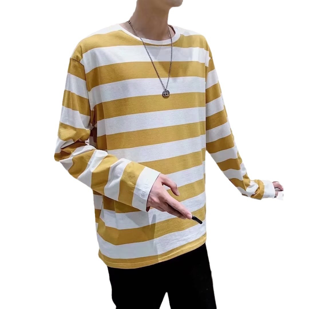 Autumn Striped T-shirt Loose Bottoming Round Neck Casual - VEX CLUB HOUSE