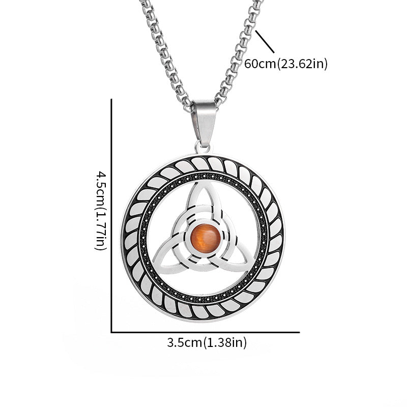 Stainless Steel Witch Knot Pendant Necklace Men Women Silver Jewelry V E X C L U B H O U S E