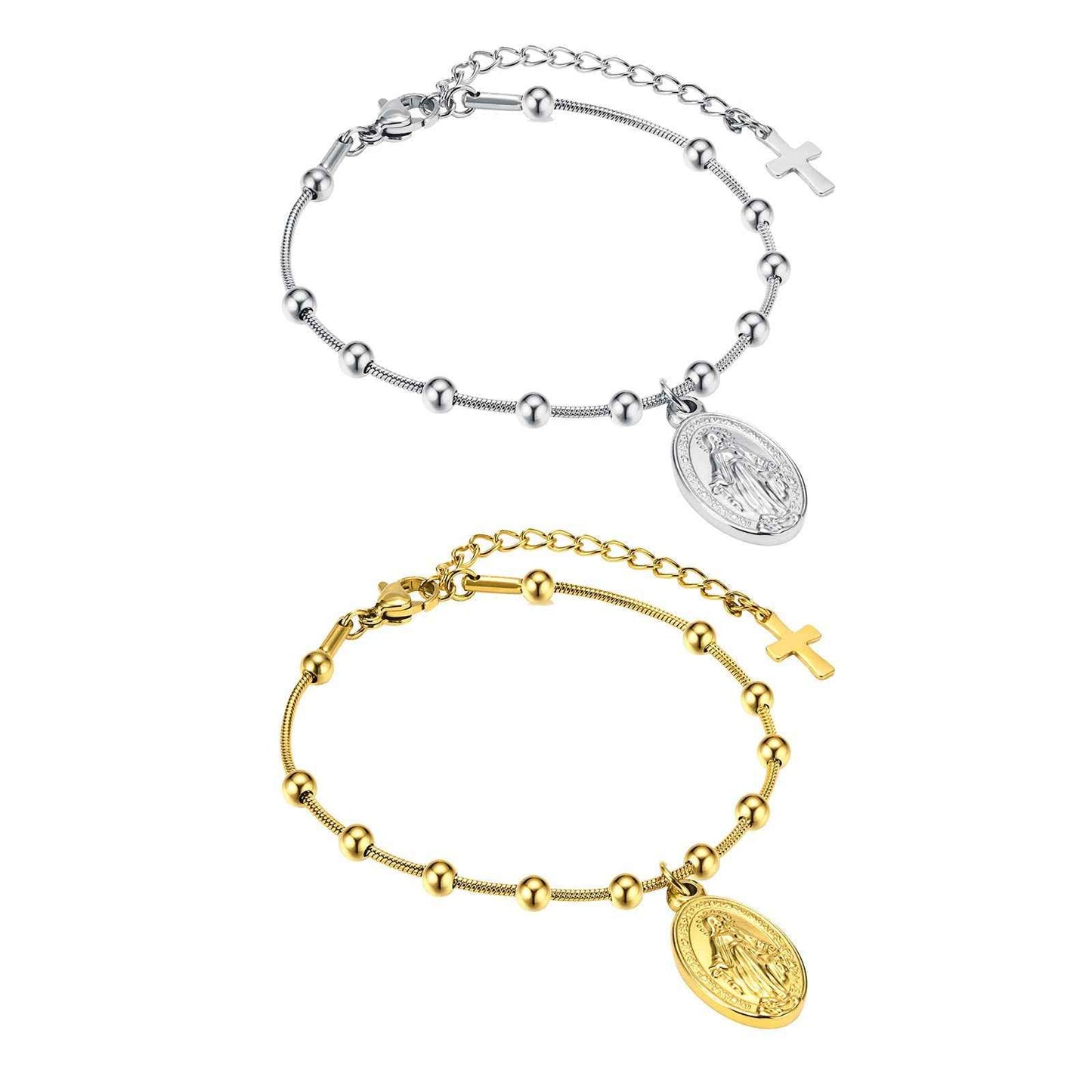 Cross Oval Stainless Steel Bracelet - VEX CLUB HOUSE