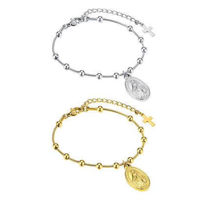 Cross Oval Stainless Steel Bracelet - VEX CLUB HOUSE