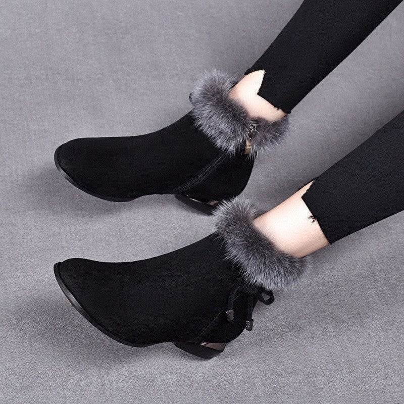 New Fleece Lined Round Toe Short Boots For Women - VEX CLUB HOUSE