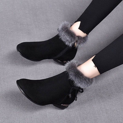 New Fleece Lined Round Toe Short Boots For Women - VEX CLUB HOUSE