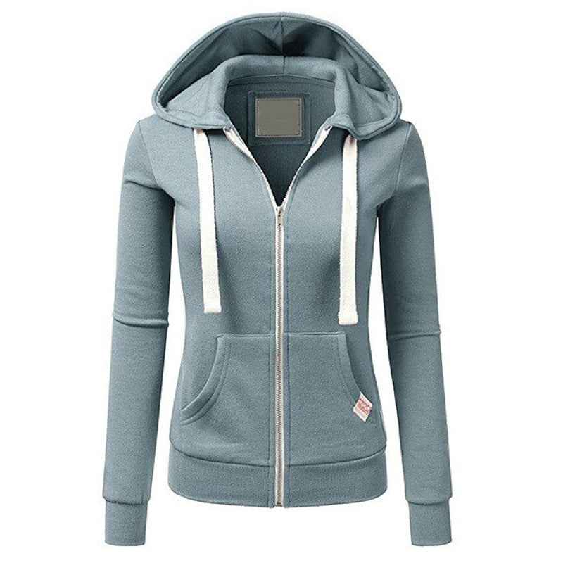 Womens Casual Sporty Cardigan With Zipper Hooded Sweatshirt - VEX CLUB HOUSE