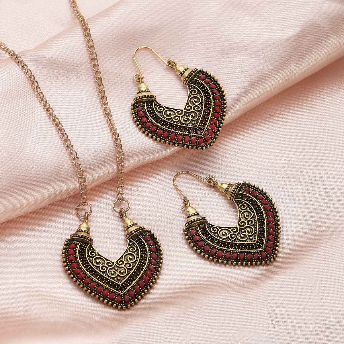 Colored Rope Winding Earrings Necklace Two-piece Set - VEX CLUB HOUSE