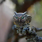 Plain Silver Retro Blue Glasses Owl Jewelry Ring Men And Women Design Owl Ring V E X C L U B H O U S E