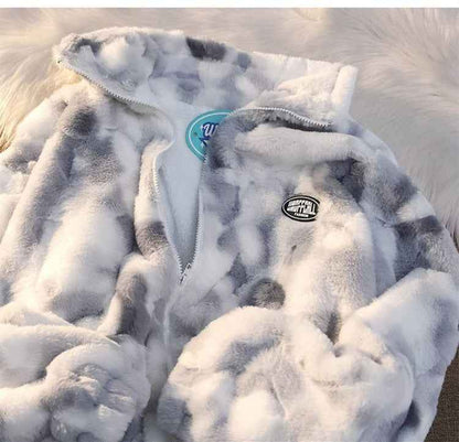 Tie-dyed Lamb Wool Coat High-quality Thick And Loose - VEX CLUB HOUSE