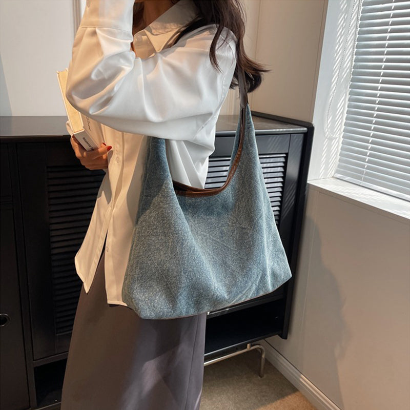 Denim Canvas Bucket Bag Fashion Large Capacity Shoulder Bags For Women Tote Handbag Female Shopping Bags - VEX CLUB HOUSE