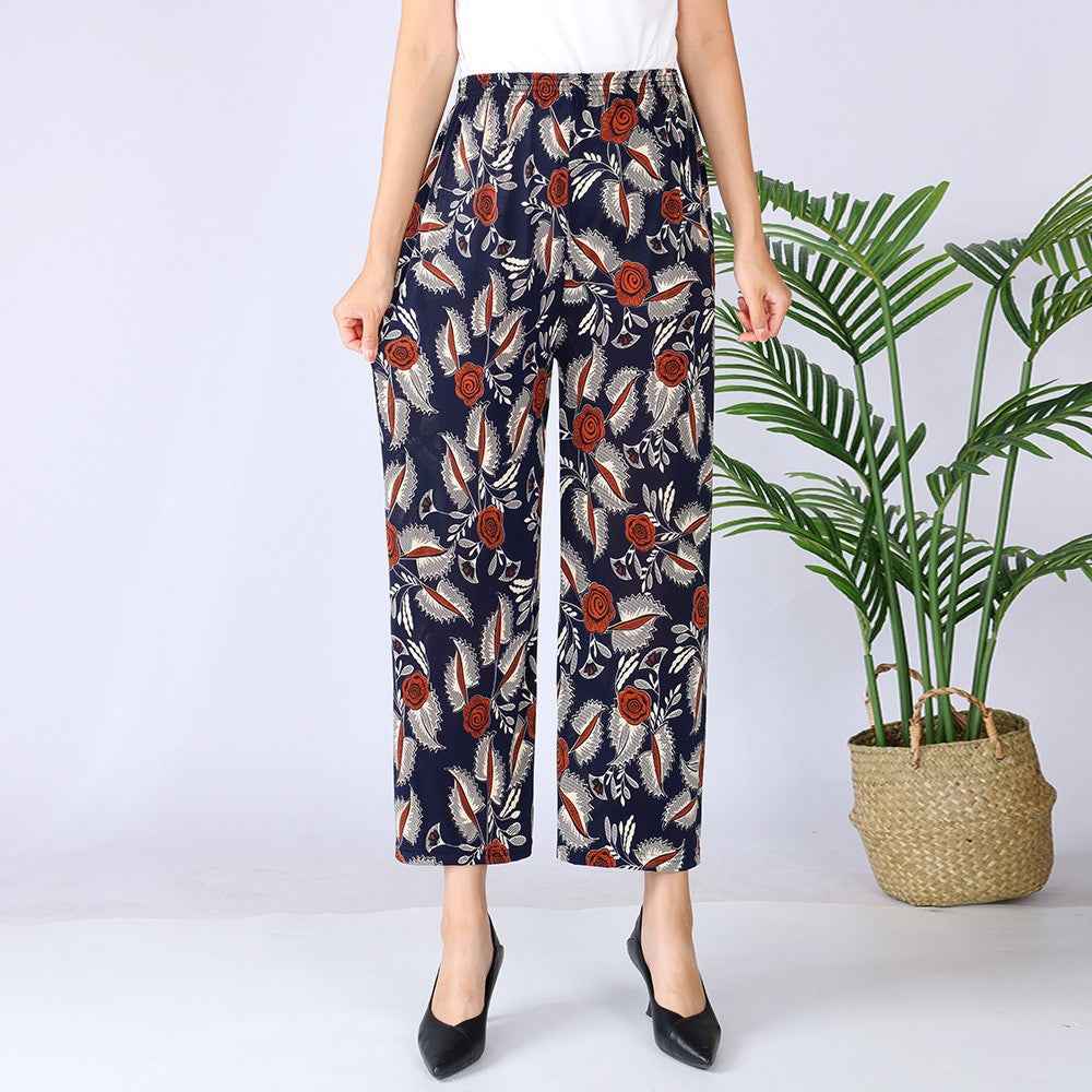 Women's Plus-sized Ice Silk Elastic Pants Cropped Straight - VEX CLUB HOUSE