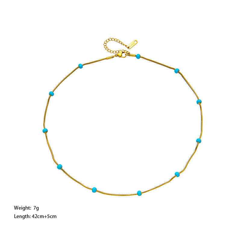 Titanium Steel Ball Drop Glaze Necklace For Women With A Colorless And Advanced Sense, Simple And Versatile Collar Chain Accessories - VEX CLUB HOUSE
