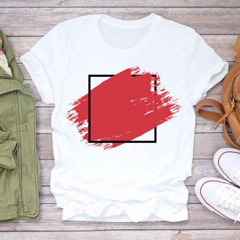 Watercolor Love Fashion Print Short-sleeved T-shirt Women's Trend - VEX CLUB HOUSE