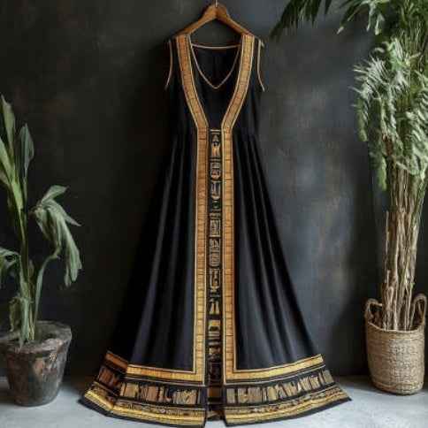 Floral Totem Print Casual Retro V-Neck Sleeveless Beach Dress - VEX CLUB HOUSE