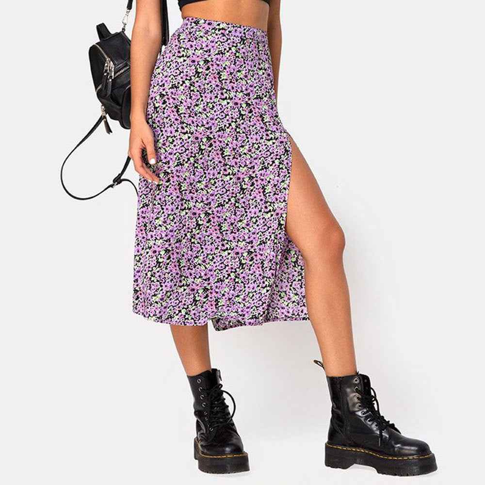 European And American Leopard Print Long Skirt High Waist Slit Hip Skirt - VEX CLUB HOUSE