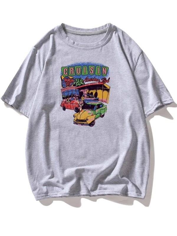 Fashion Printed Short-sleeved T-shirt Top - VEX CLUB HOUSE