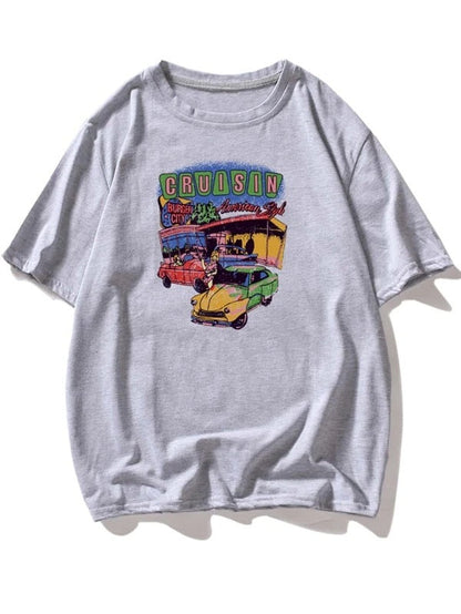 Fashion Printed Short-sleeved T-shirt Top - VEX CLUB HOUSE