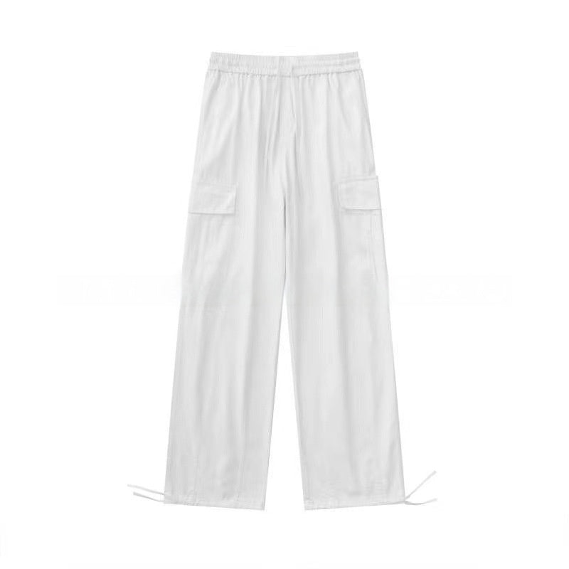 Loose Fitting Casual Straight Leg Cargo Pants With Multiple Pockets And A Drawstring Waist - VEX CLUB HOUSE