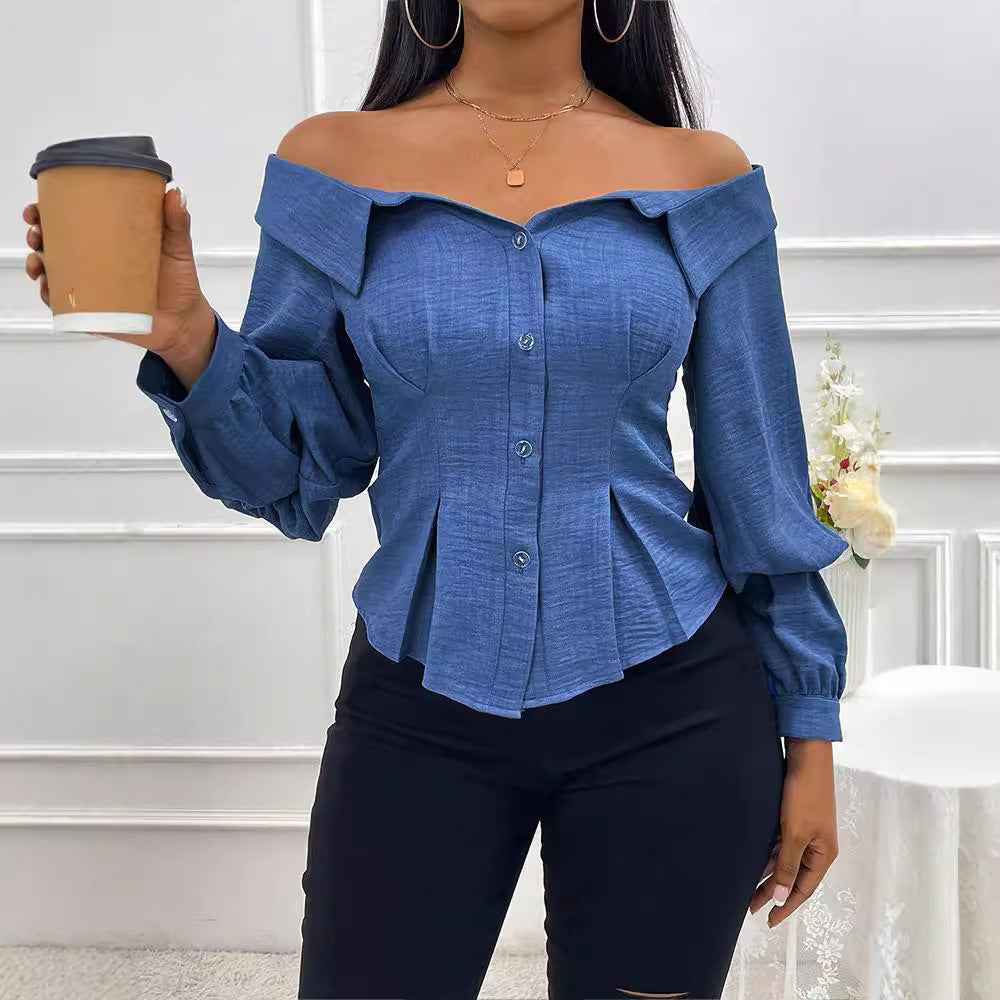 Womens Stylish Casual Belted Long-sleeve Shirt - VEX CLUB HOUSE