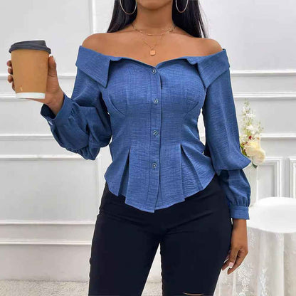 Womens Stylish Casual Belted Long-sleeve Shirt - VEX CLUB HOUSE