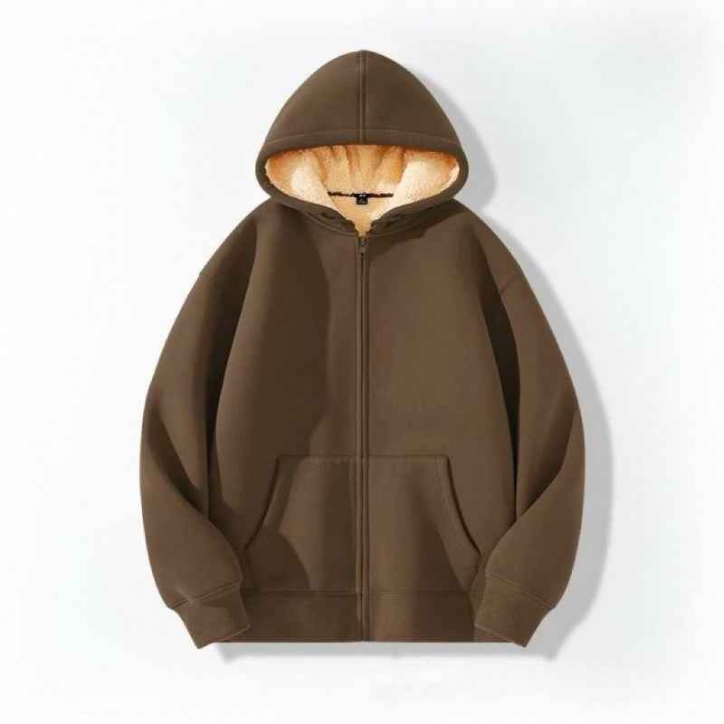 Women's Simple Solid Color Cold-proof Warm Berber Fleece Hooded Jacket - VEX CLUB HOUSE