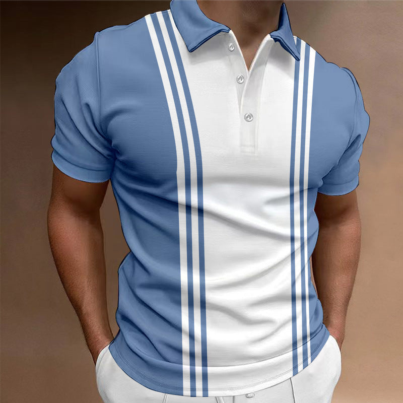 Casual 3 Button Printing Lapel Casual Men's T-shirt - VEX CLUB HOUSE