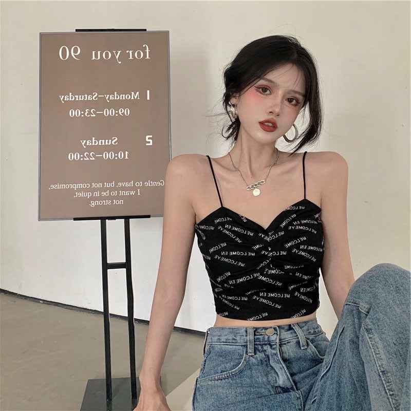 Club Letter Camisole Summer Clothes Women's Crop Top Bra Bralette Vest - VEX CLUB HOUSE